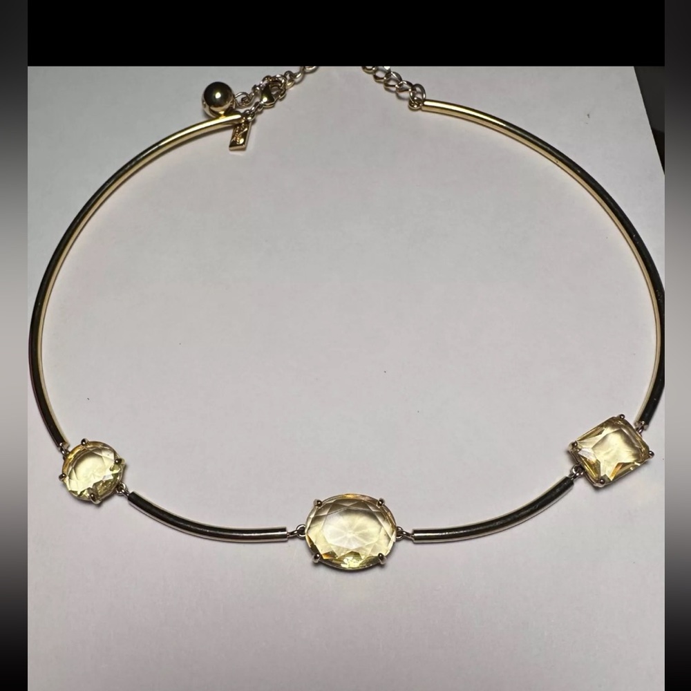 KATE SPADE Gold Tone Citrine Colored Stone Adjustable Statement Necklace